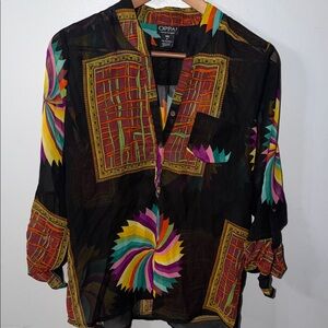Black Multicolor Women's Blouse